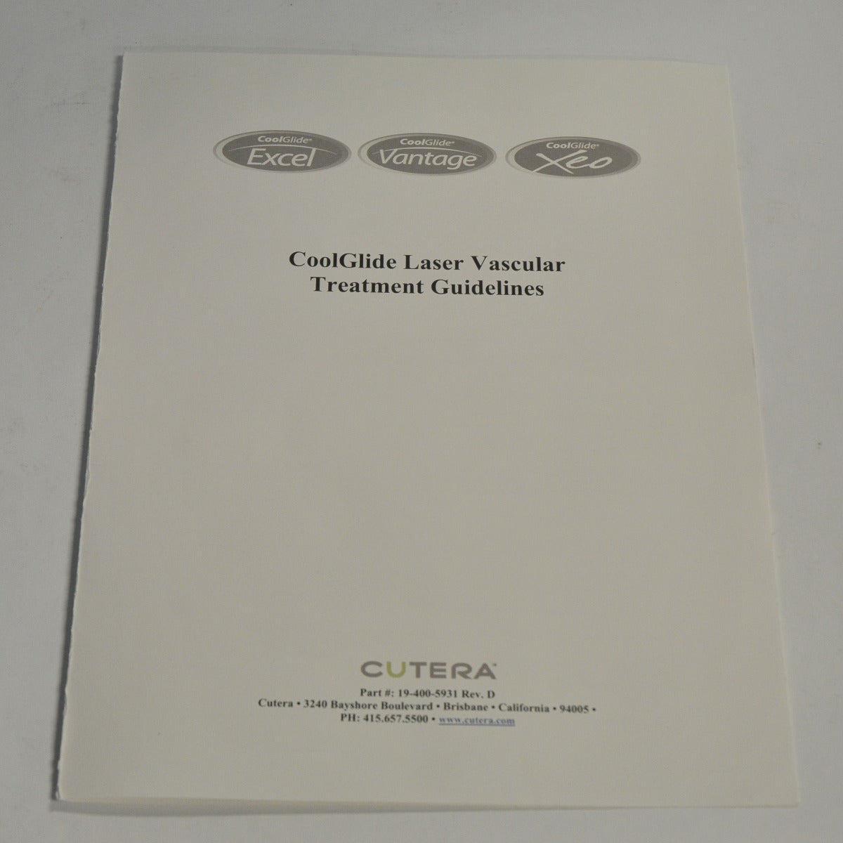 Cutera Laser CoolGlide Excel Vantage Xeo Vascular Treatment Guidelines Guide