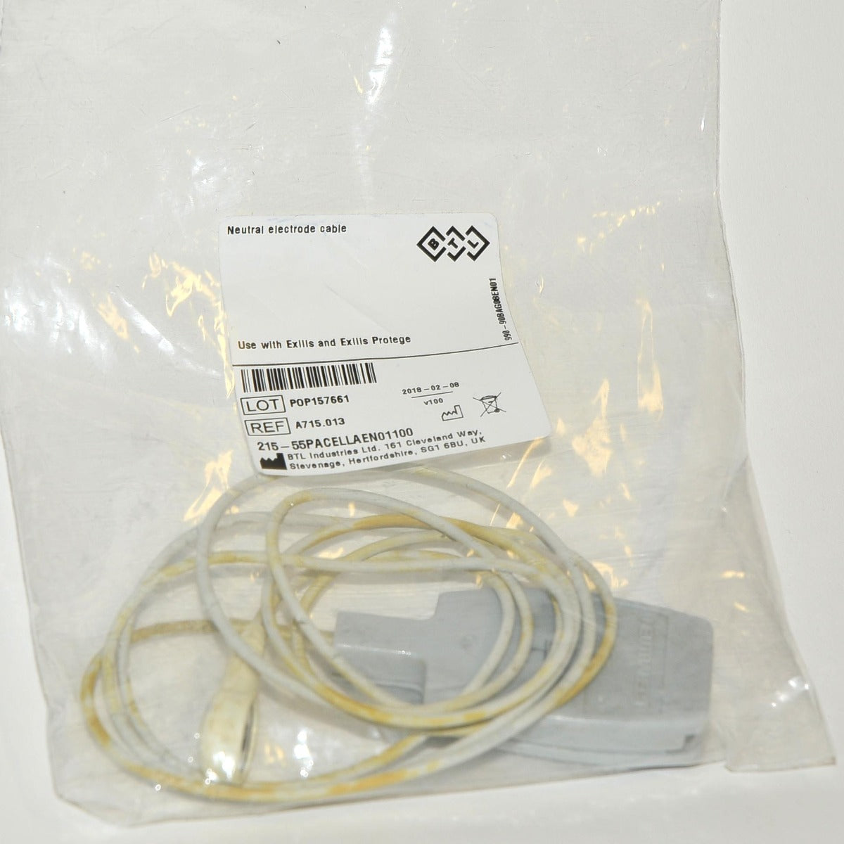 BTL Exilis Protege Single Neutral Electrode Ground Cable Grounding Return As Is