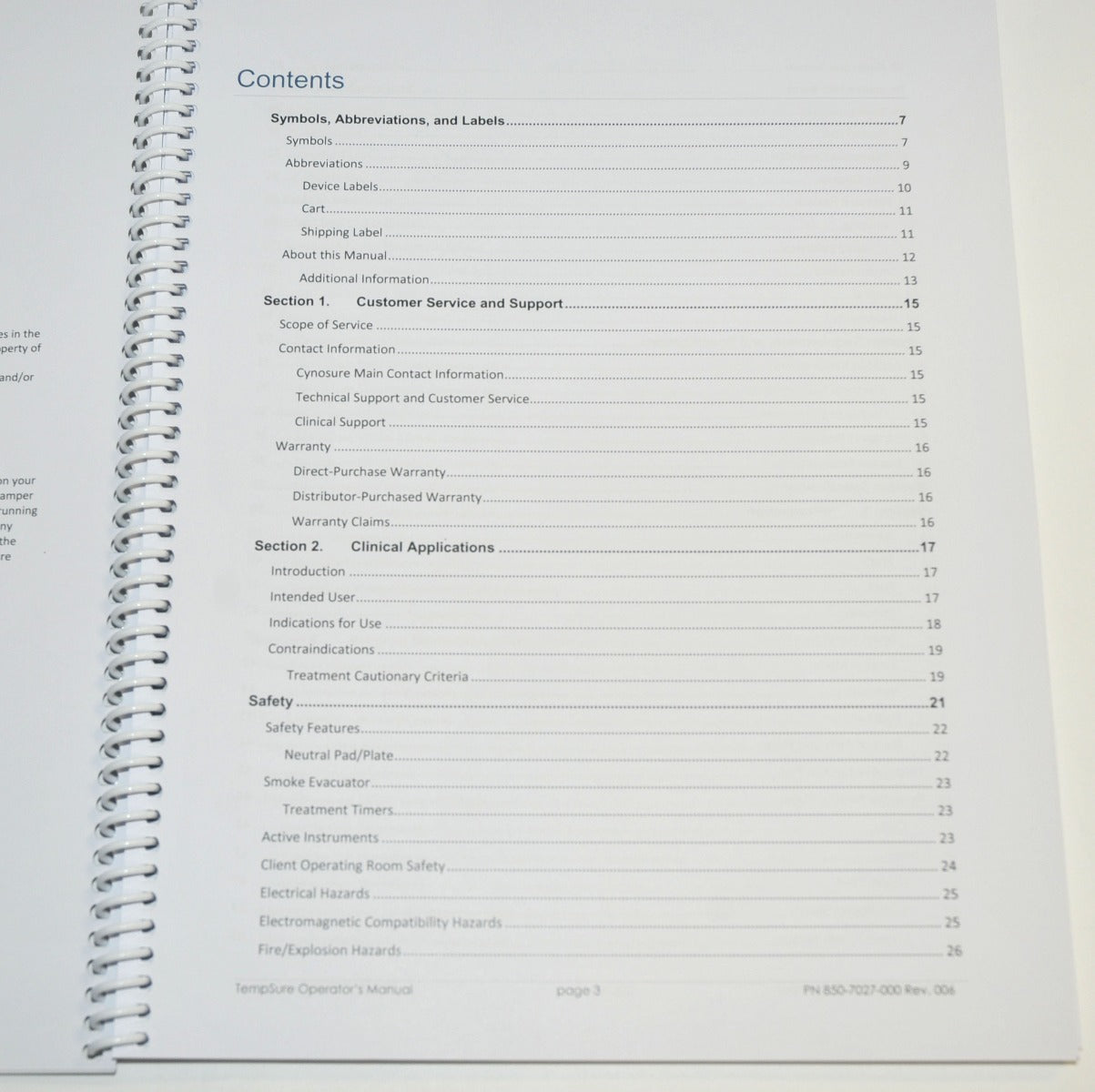 Cynosure Tempsure RF Operator Manual User Guide Patient Treatment 850-7027-000