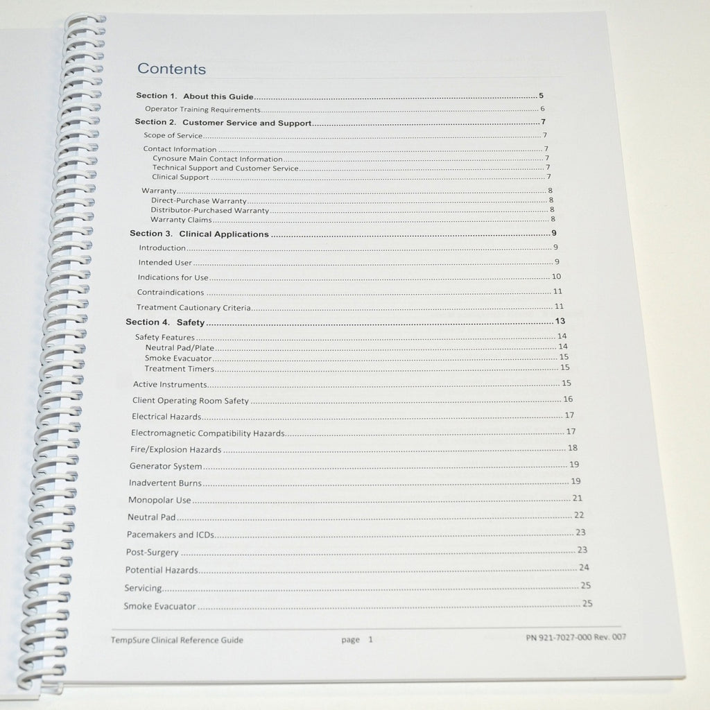 Cynosure Tempsure RF Clinical Reference Guide User Skin Treatment 921-7027-000
