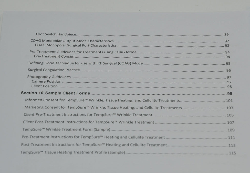 Cynosure Tempsure RF Clinical Reference Guide User Skin Treatment 921-7027-000