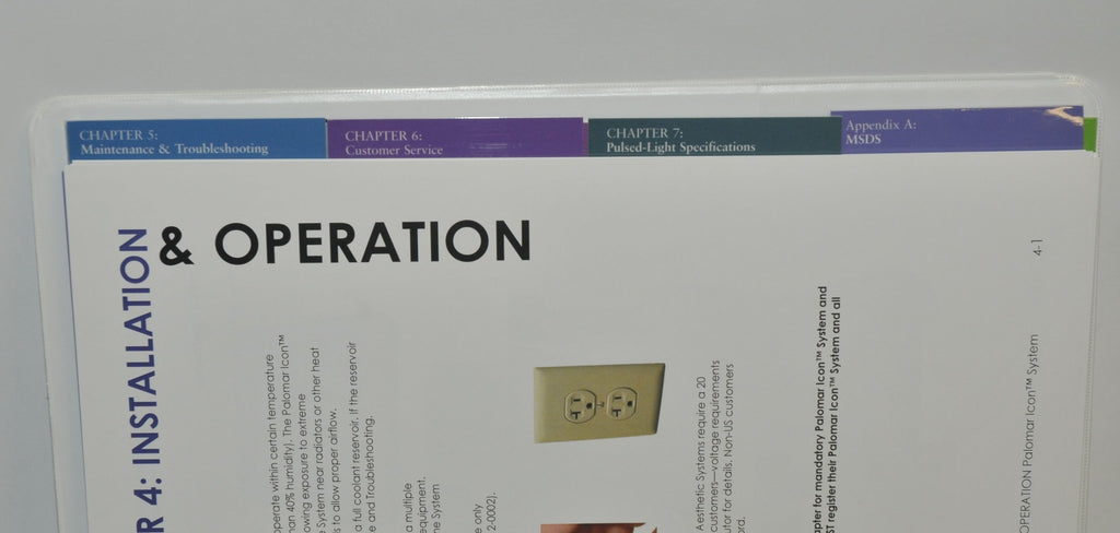 Palomar Icon Laser IPL OPERATOR MANUAL Guideline Guide Handpiece Operation Specs