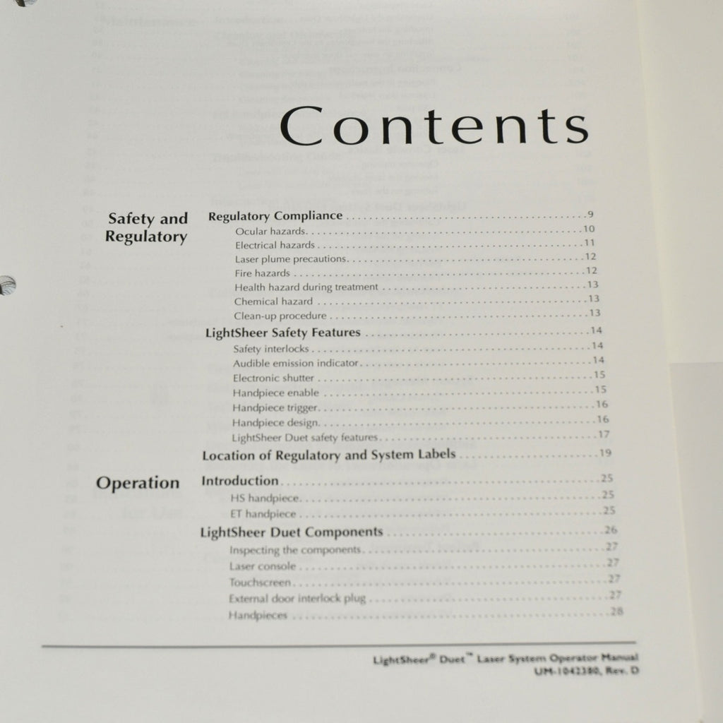 Lumenis LightSheer Duet Diode Laser System OPERATOR MANUAL User Guide Treatments