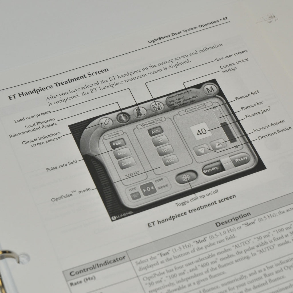 Lumenis LightSheer Duet Diode Laser System OPERATOR MANUAL User Guide Treatments