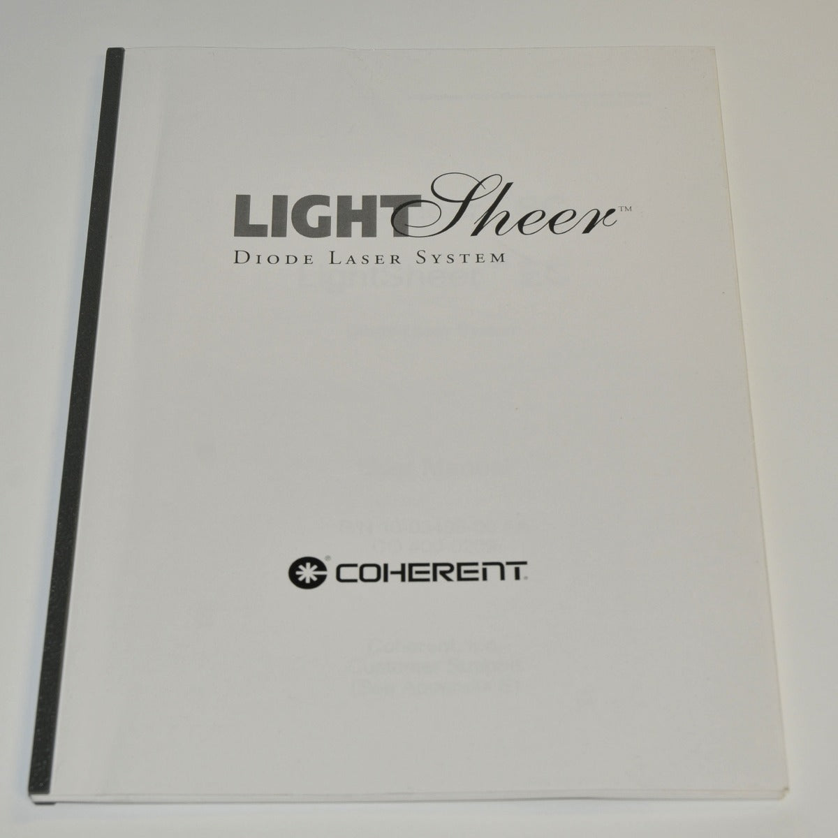 Coherent LightSheer EC SC Diode Laser System USER MANUAL Operator Guide Training