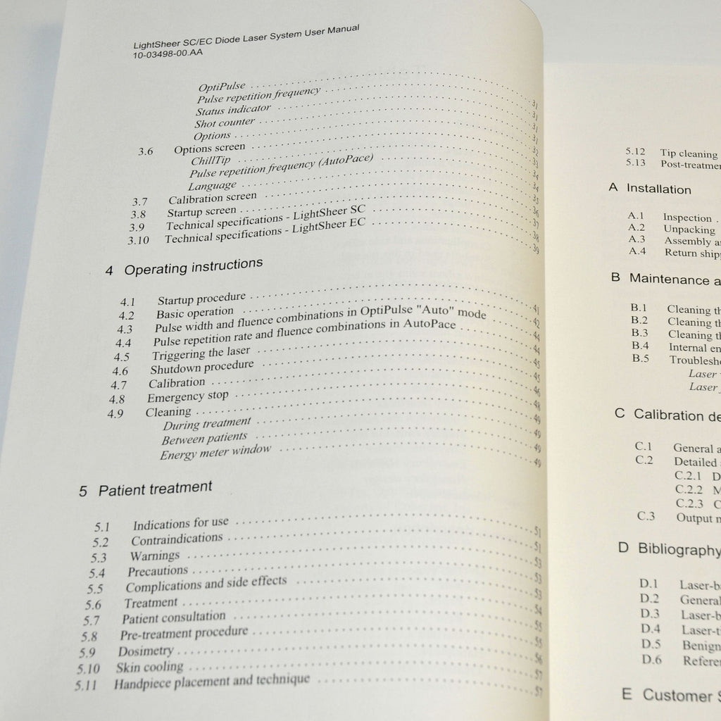 Coherent LightSheer EC SC Diode Laser System USER MANUAL Operator Guide Training