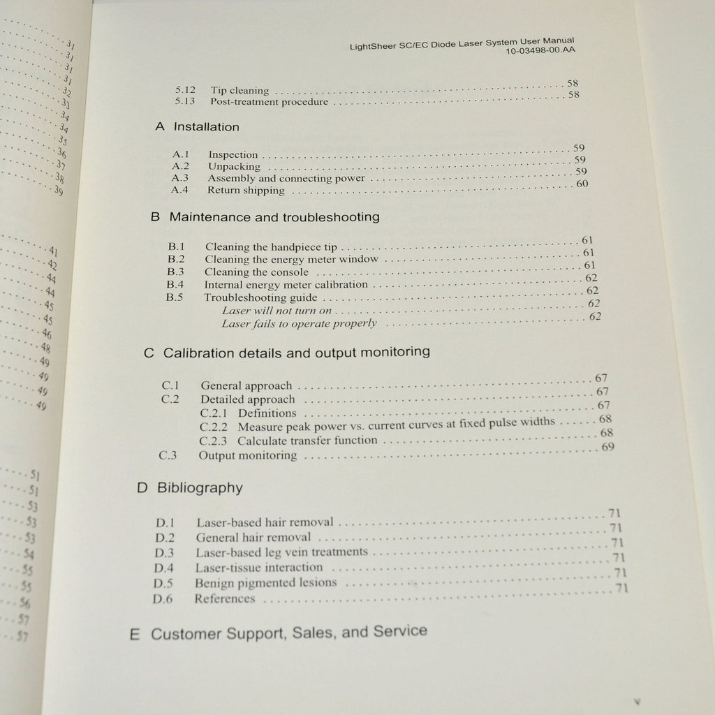 Coherent LightSheer EC SC Diode Laser System USER MANUAL Operator Guide Training