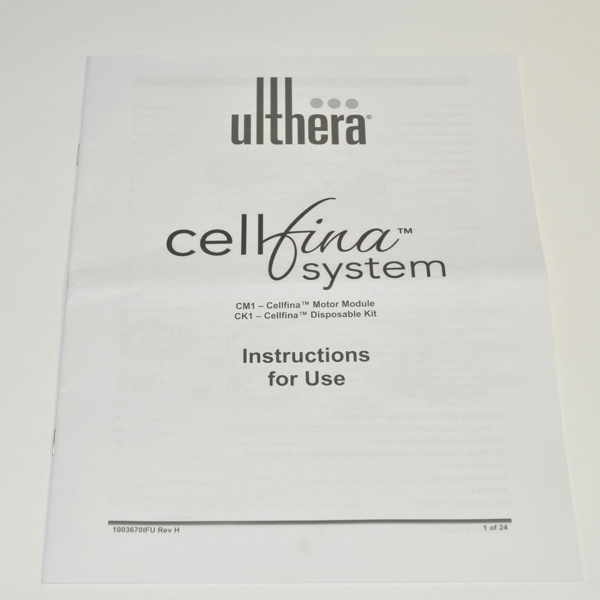 Ulthera Cellfina System Instruction Manual CM1 CK1 Procedure User Directions