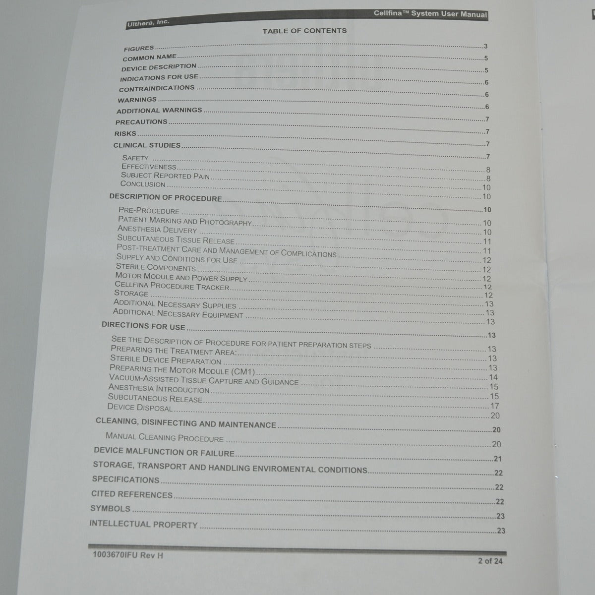 Ulthera Cellfina System Instruction Manual CM1 CK1 Procedure User Directions
