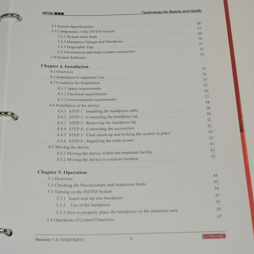 Lutronic Infini Operator's Manual User Guidelines Treatment Training Procedures