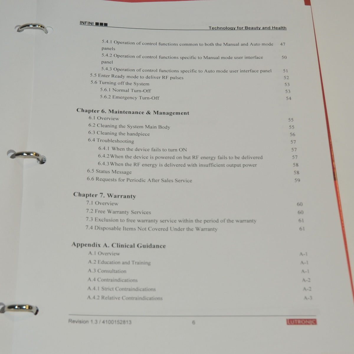 Lutronic Infini Operator's Manual User Guidelines Treatment Training Procedures
