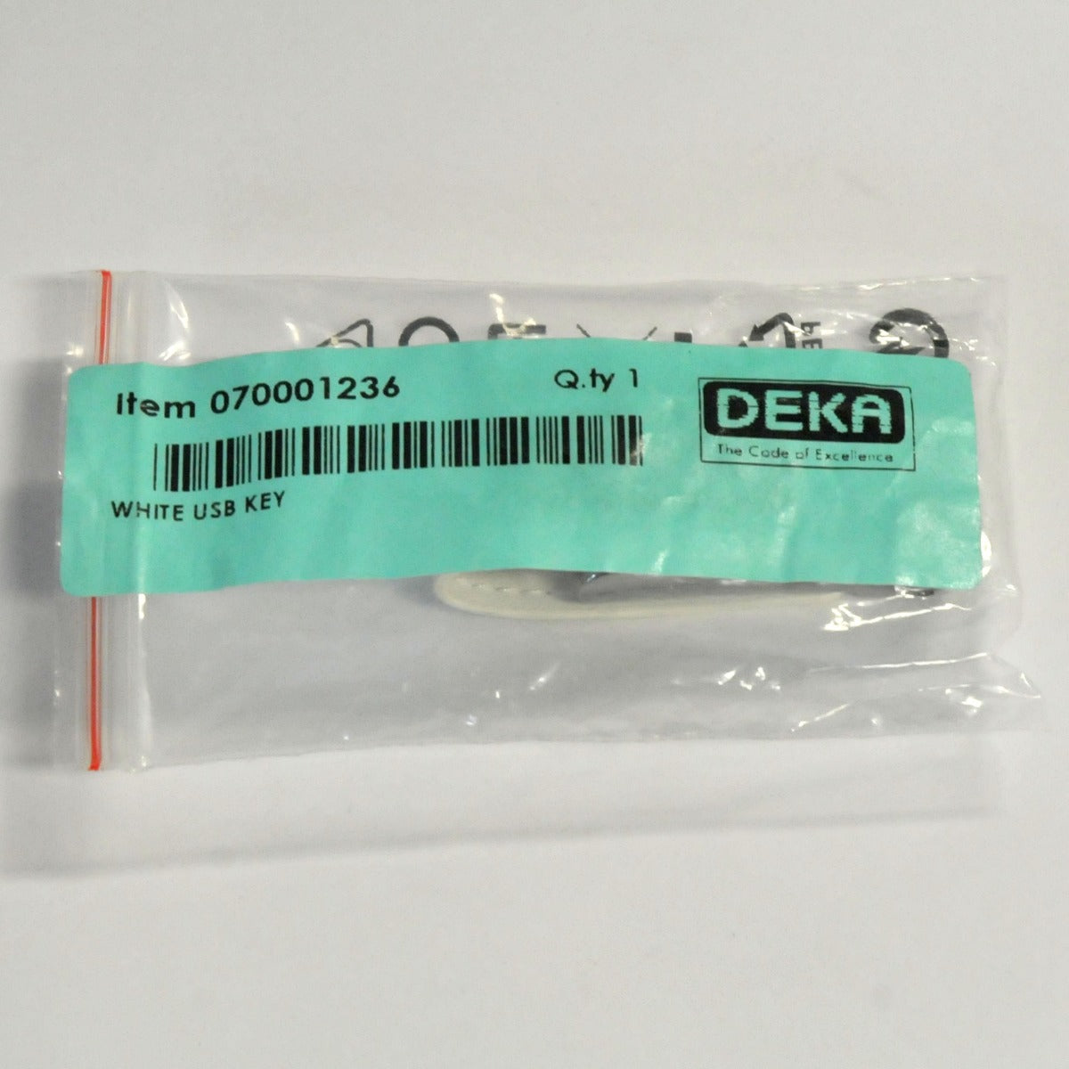 Deka Laser 2GB White Leather USB Key Fob 070001236 Code of Excellence