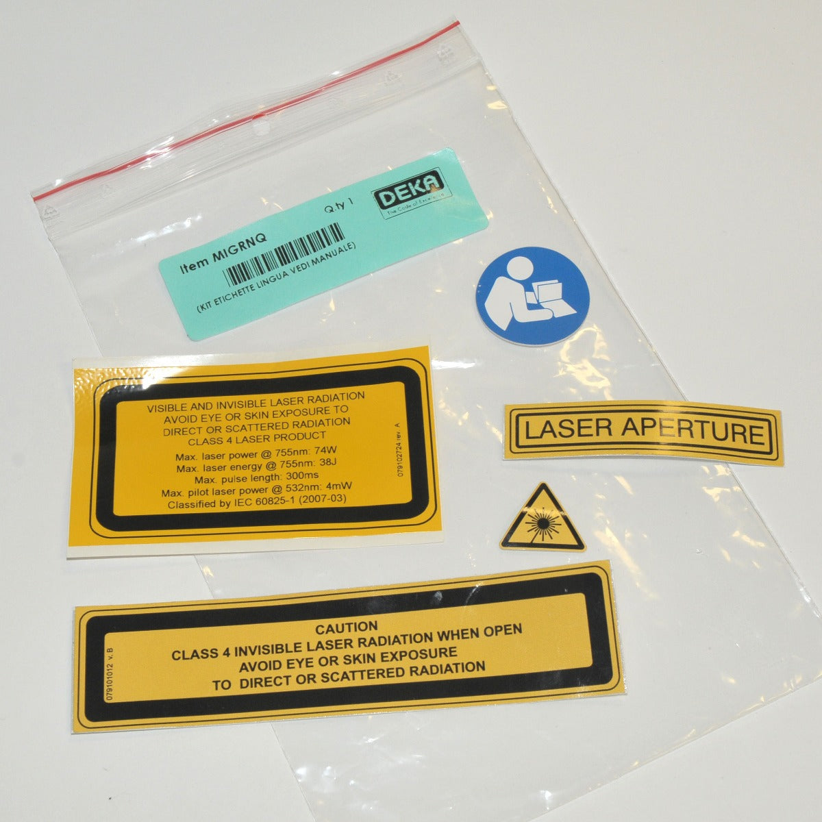 Deka Class 4 Laser Aperture and Radiation Warning Sticker Pack x5pcs