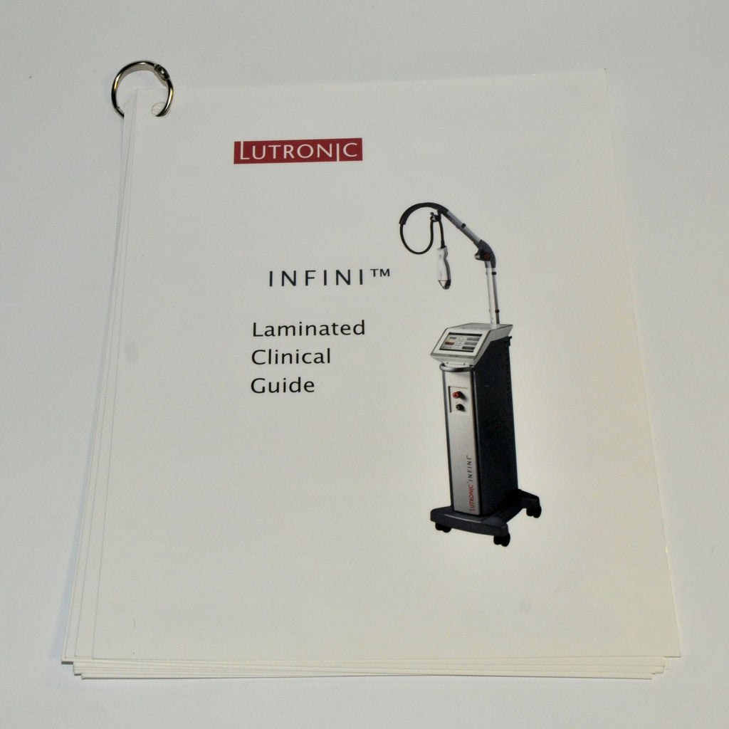 Lutronic INFINI Laminated Clinical Treatment Guide Tip Procedure Patient Sheets
