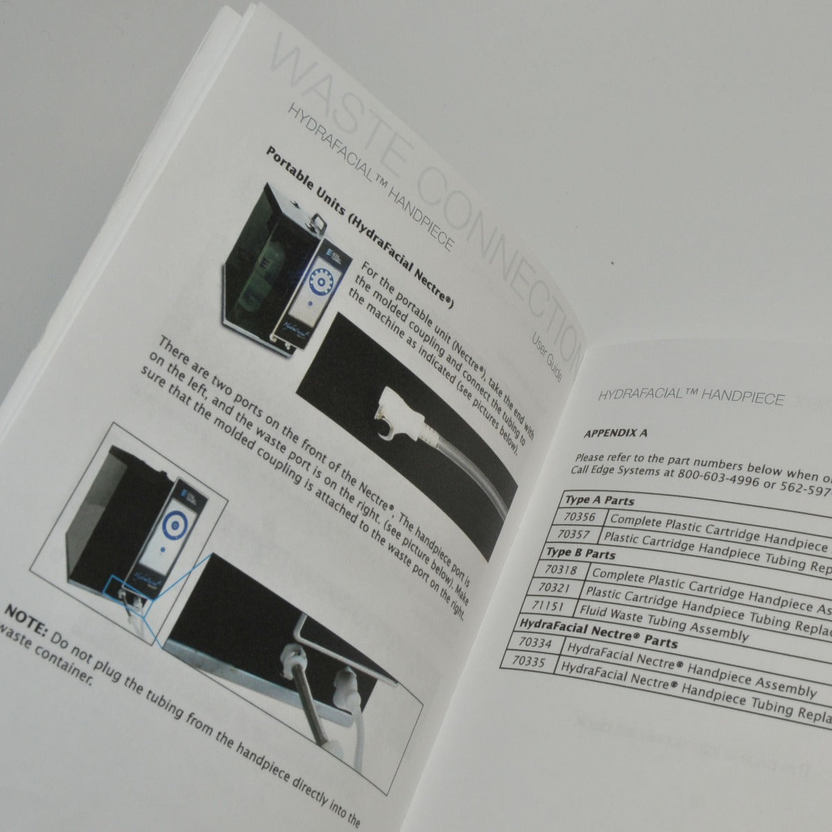 EDGE Systems HydraFacial HANDPIECE USER GUIDE Exfolication Operator Manual Setup