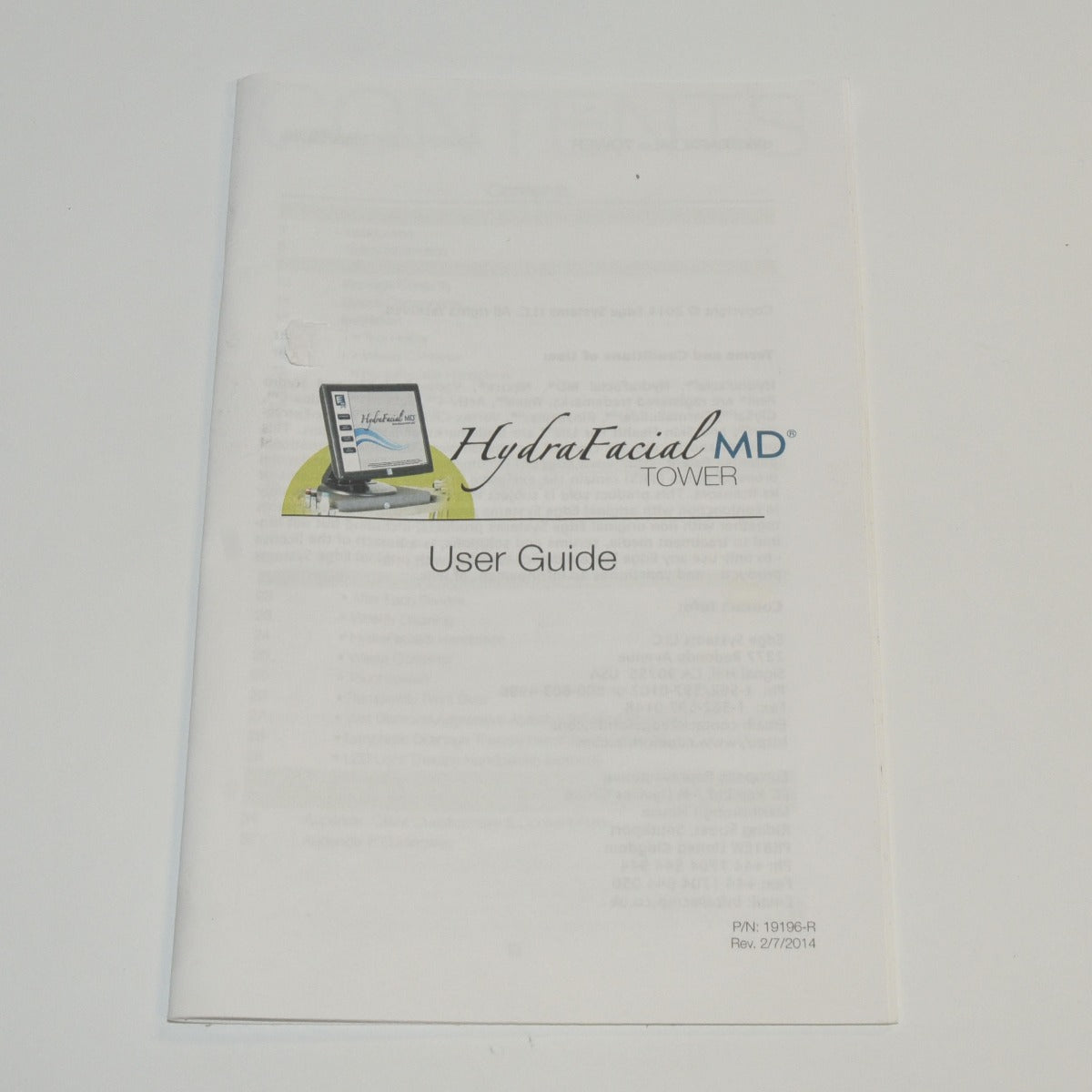 EDGE Systems HydraFacial MD Tower USER GUIDE Operator Manual Handpiece Operation