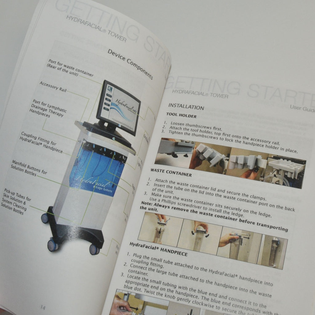 EDGE Systems HydraFacial MD Tower USER GUIDE Operator Manual Handpiece Operation