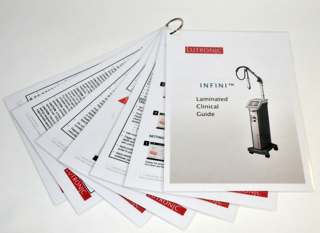 Lutronic INFINI Laminated Clinical Treatment Guide Procedure Patient Sheets