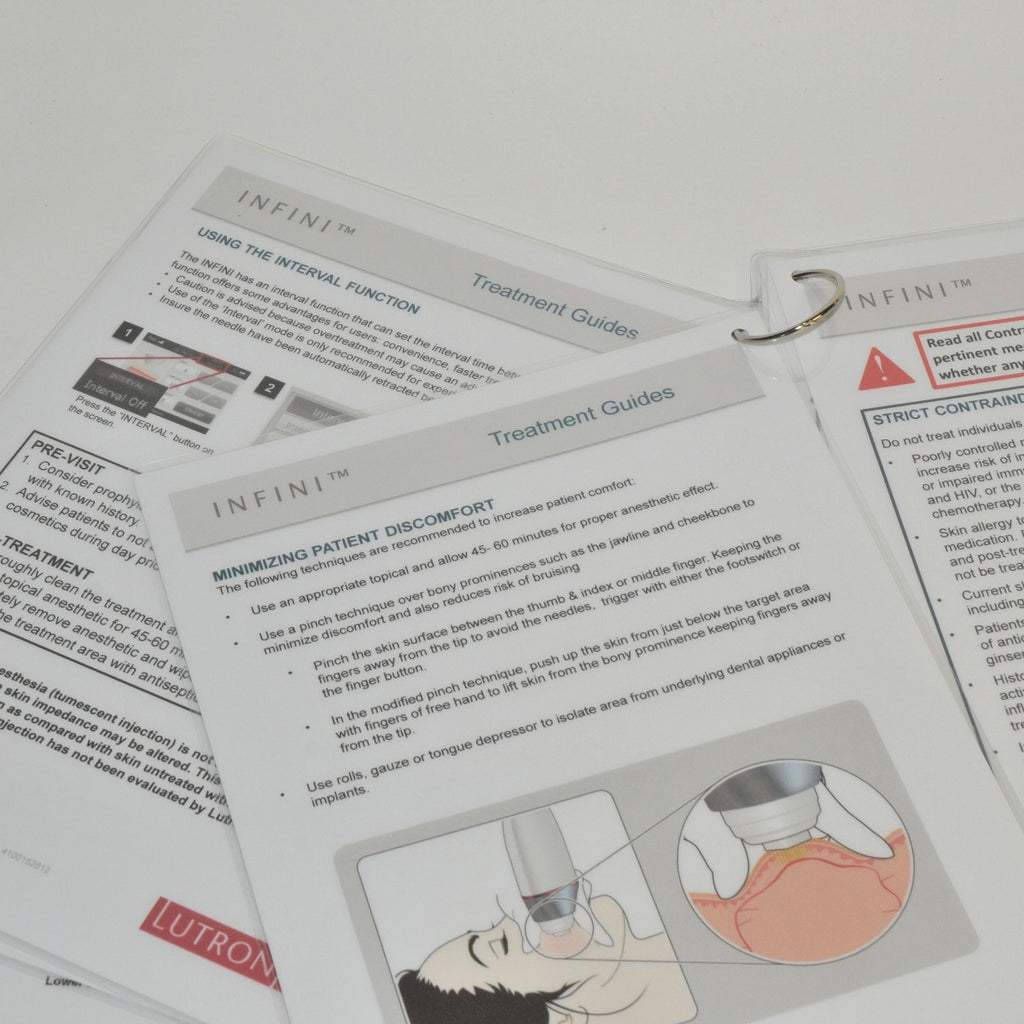 Lutronic INFINI Laminated Clinical Treatment Guide Procedure Patient Sheets