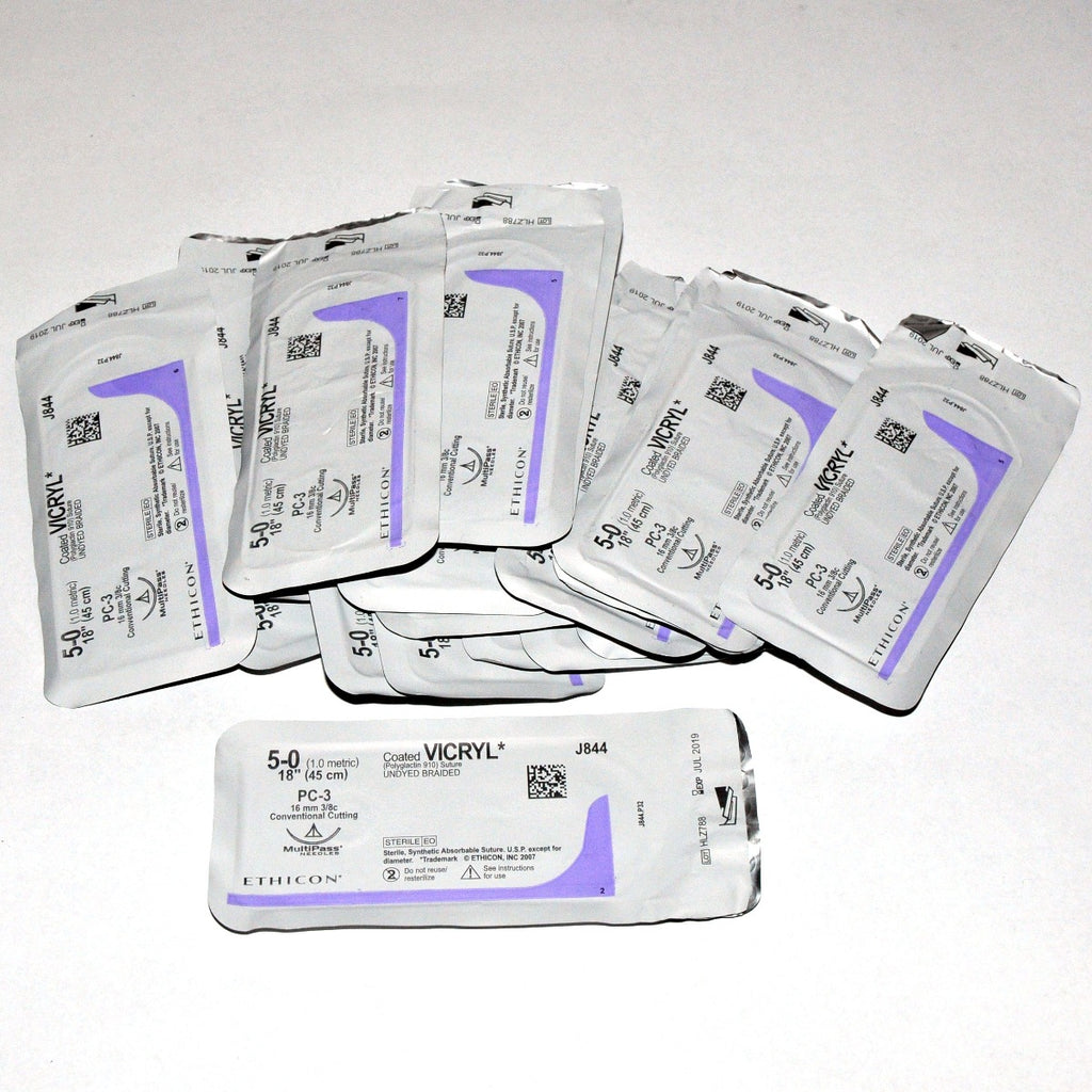 Ethicon 5-0 J844 PC-3 Coated VICRYL Undyed Braided Conventional Cutting Suture