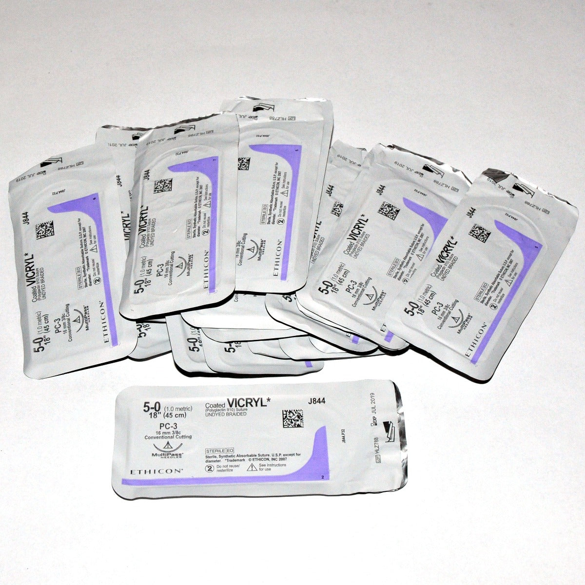 Ethicon 5-0 J844 PC-3 Coated VICRYL Undyed Braided Conventional Cutting Suture