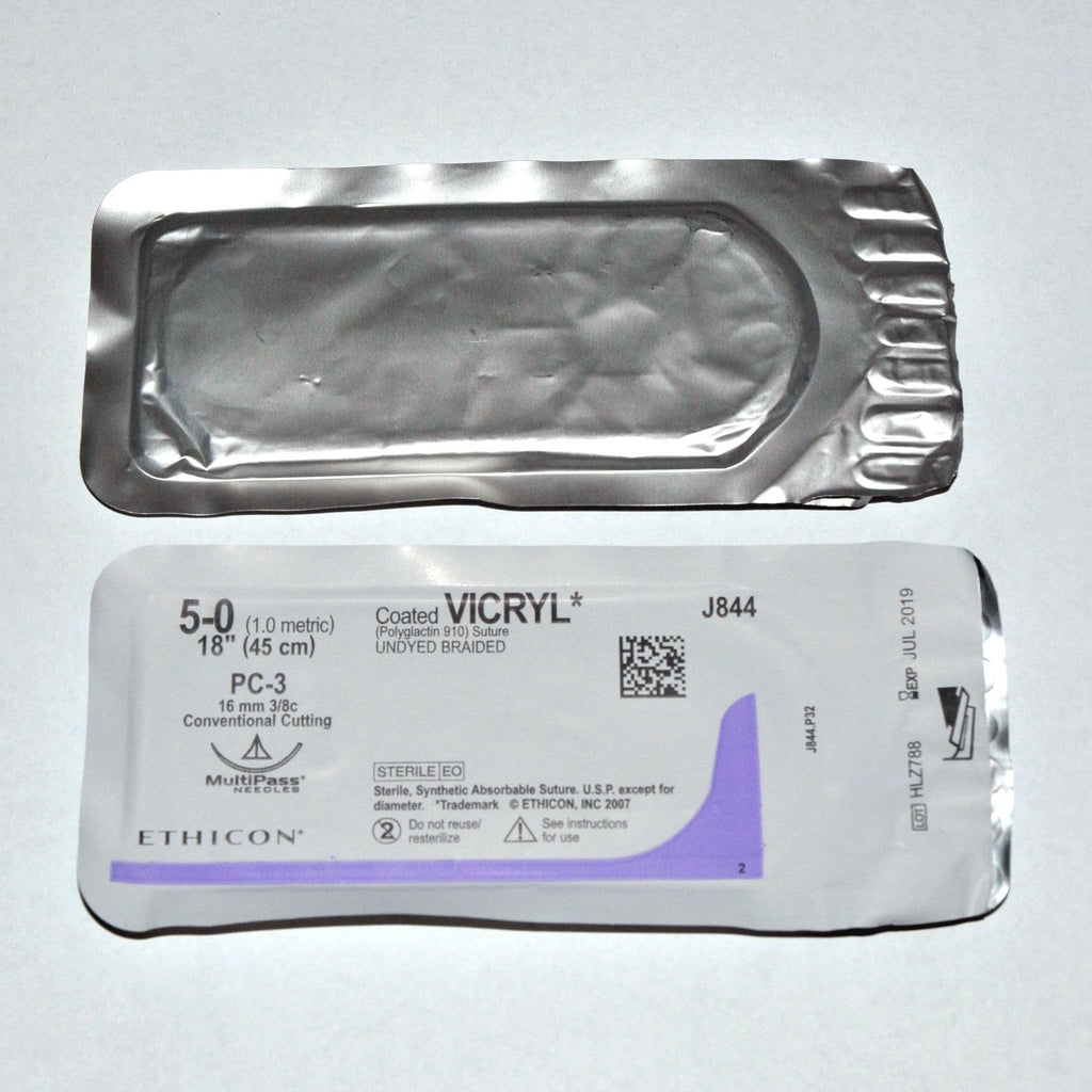 Ethicon 5-0 J844 PC-3 Coated VICRYL Undyed Braided Conventional Cutting Suture