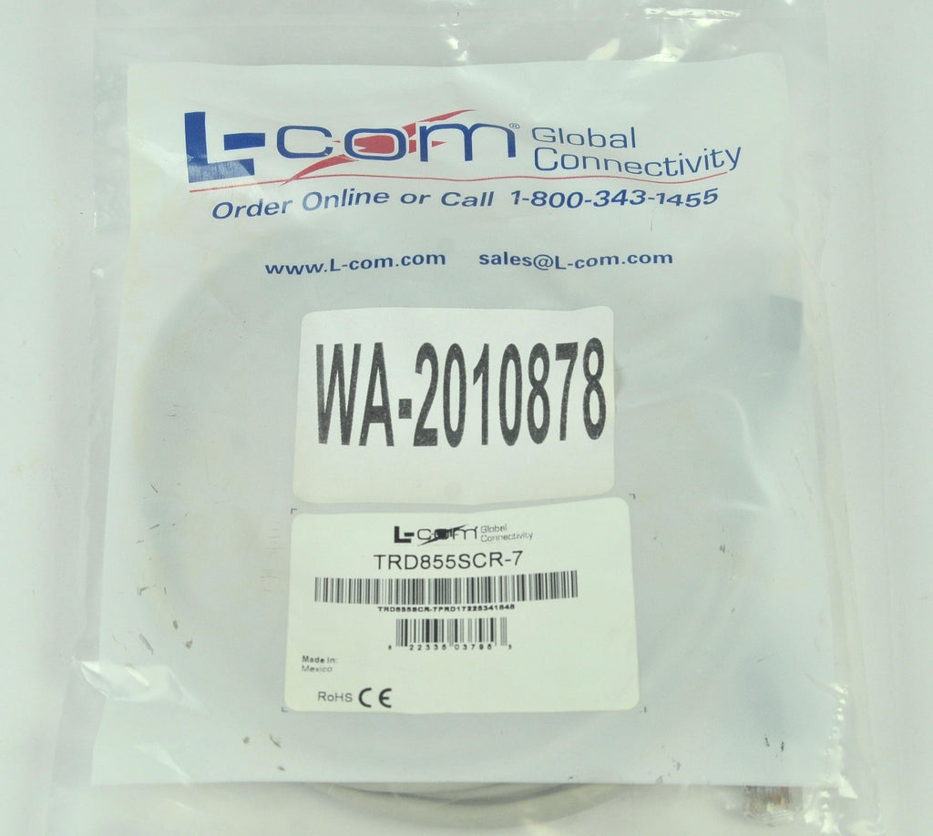 L-Com Network Cable TRD855SCR-7 RoHS 7' Ethernet RJ45 Plug Cat5e 2.1m AWG Grey