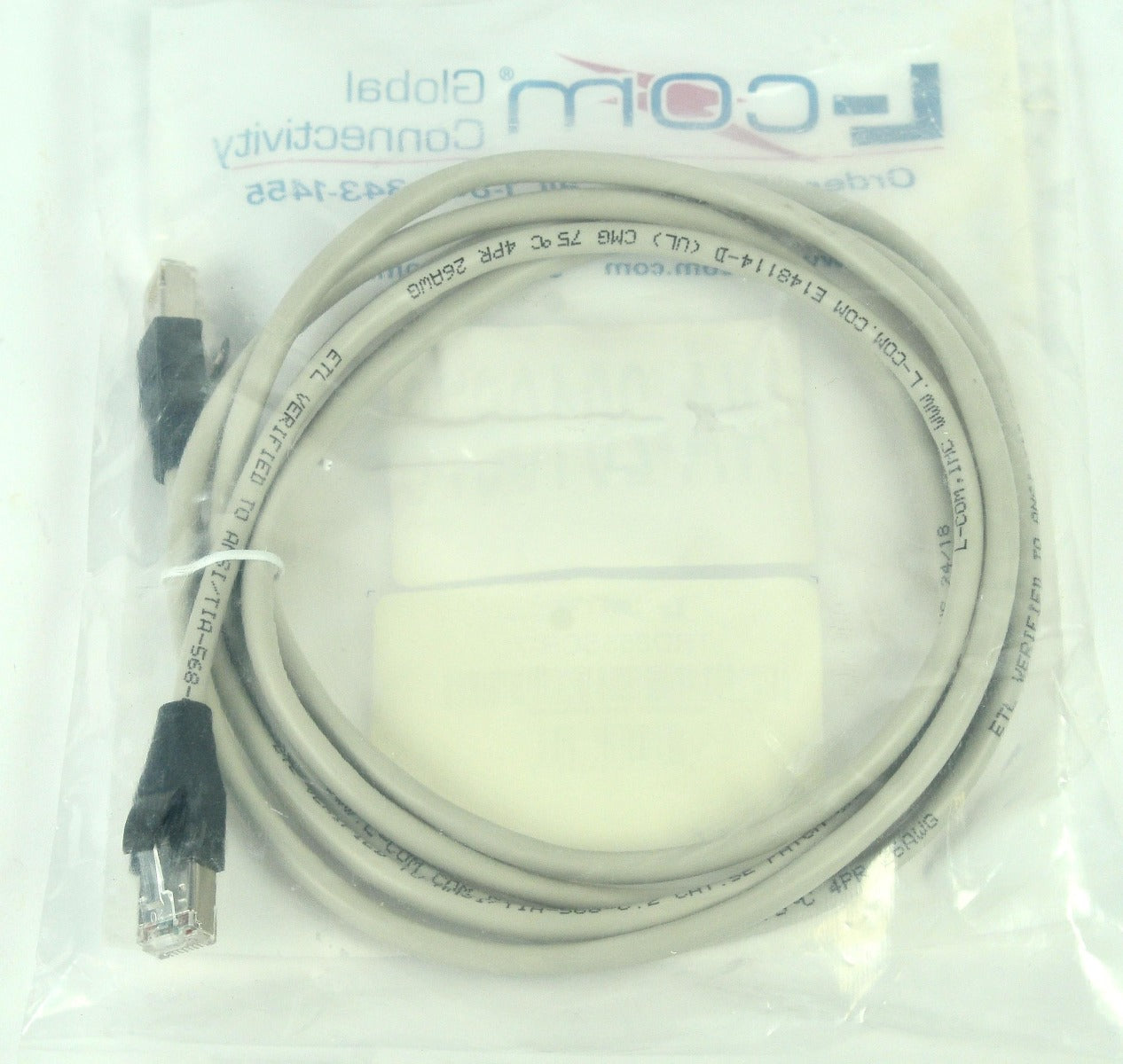 L-Com Network Cable TRD855SCR-7 RoHS 7' Ethernet RJ45 Plug Cat5e 2.1m AWG Grey