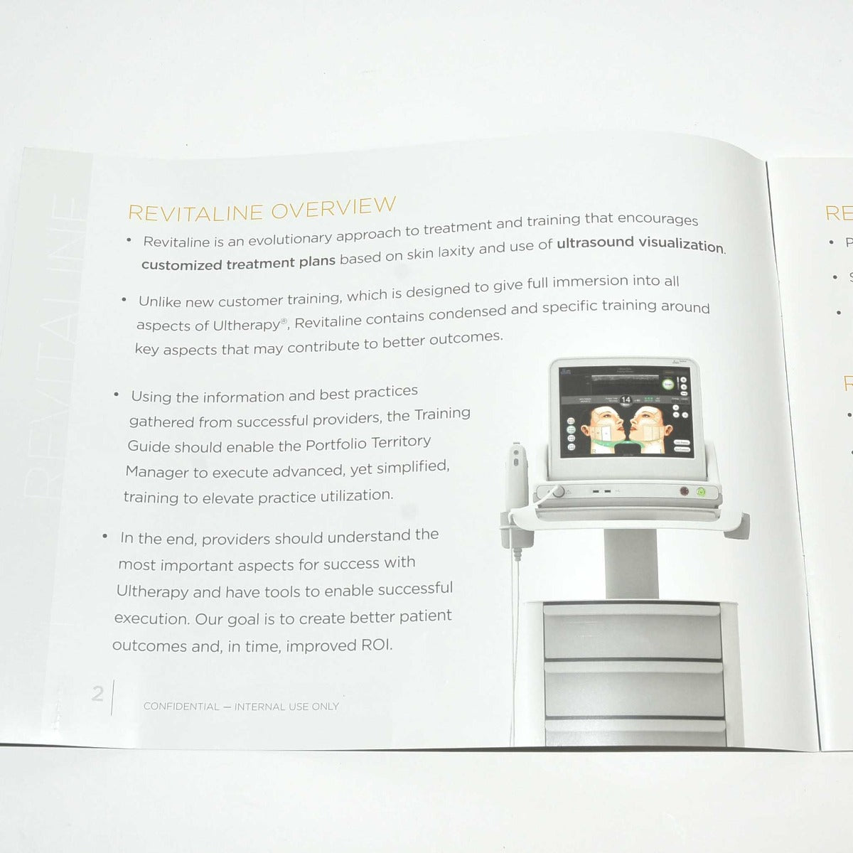Ulthera Ultherapy Revitaline Skin Tighten Training Guide User Manual ML01771-01