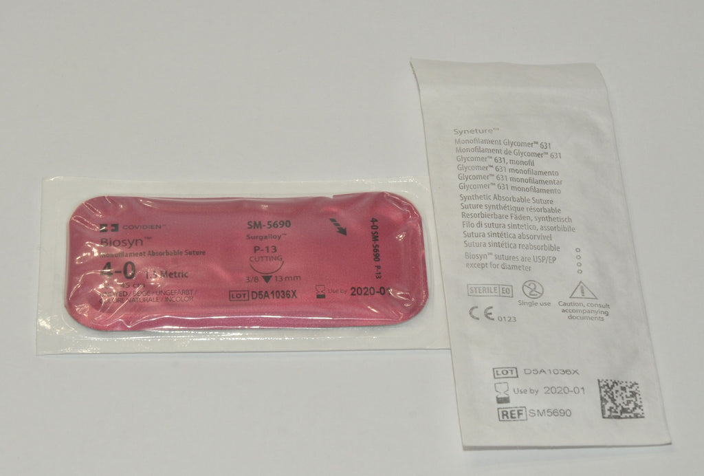 Covidien SM-5690 Suture Monofilament Absorbable Biosyn Size 4-0 18" Metric P-13