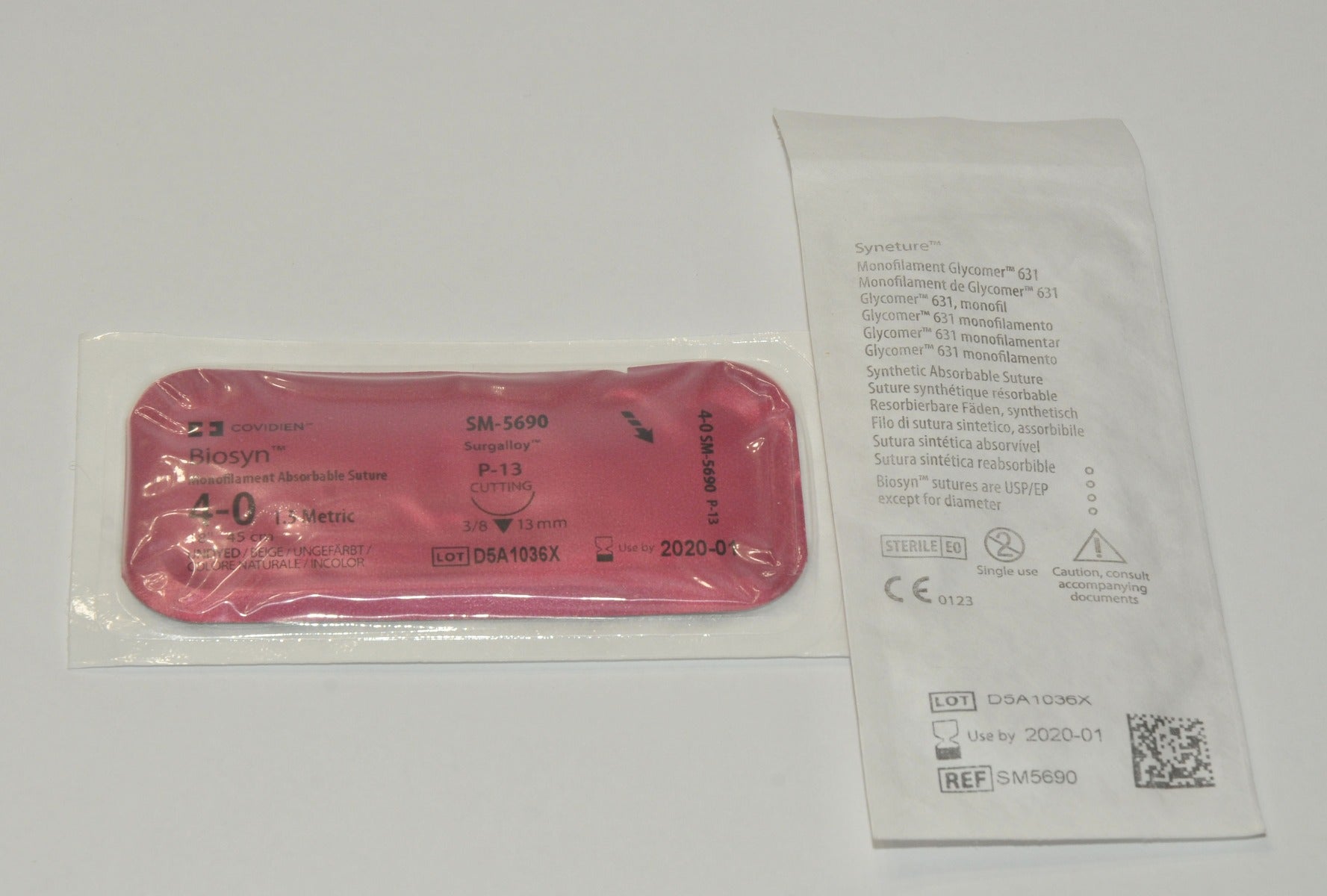 Covidien SM-5690 Suture Monofilament Absorbable Biosyn Size 4-0 18" Metric P-13