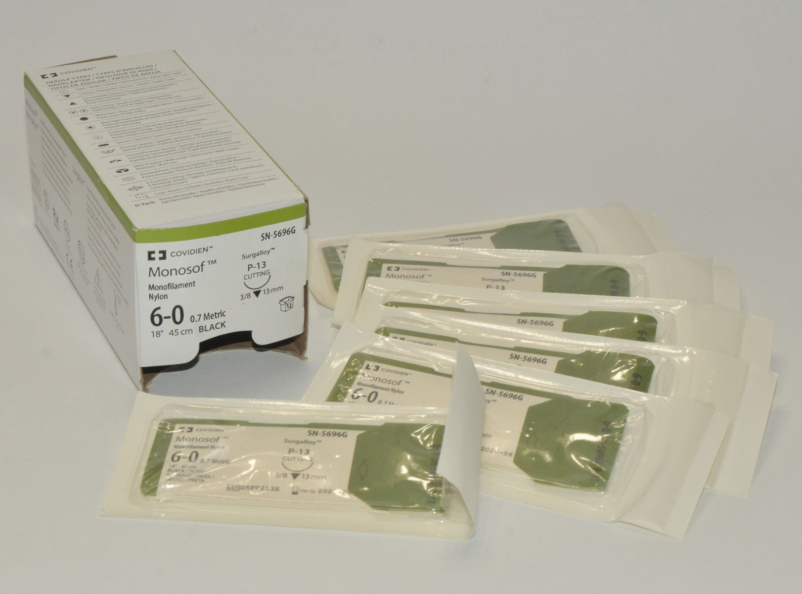 Covidien SN-5696G Suture Monosof Monofilament Nylon 18" Size 6-0 SN5696G SN5696G