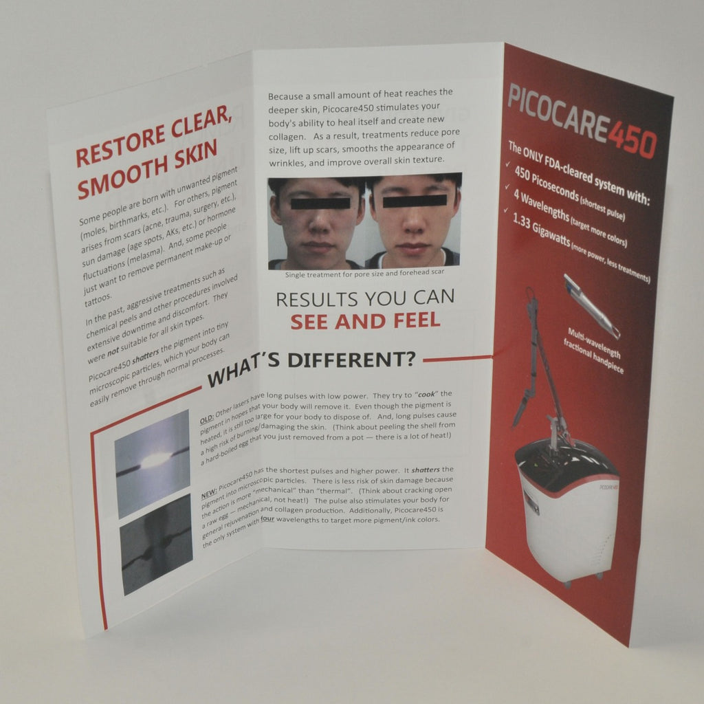 Zarin PicoCare450 Laser Tattoo Removal BROCHURE Pigment Moles Marketing 50-Pack