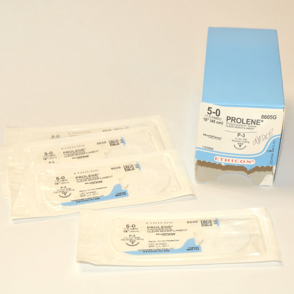 Ethicon 8605G PROLENE Size 5-0 Polypropylene Non-Absorbable Suture P-3 8605 LOT