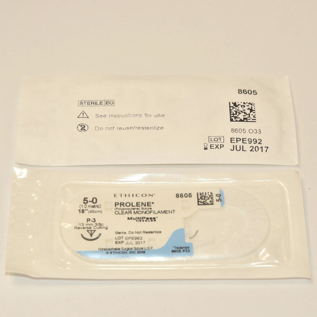 Ethicon 8605G PROLENE Size 5-0 Polypropylene Non-Absorbable Suture P-3 8605 LOT