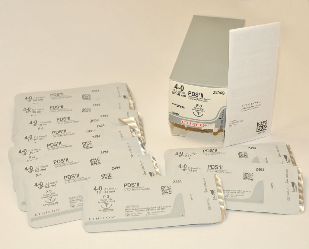 Ethicon Z494G PDS II Polydioxanone Clear Mono Suture Reverse Cutting 4-0 Z794