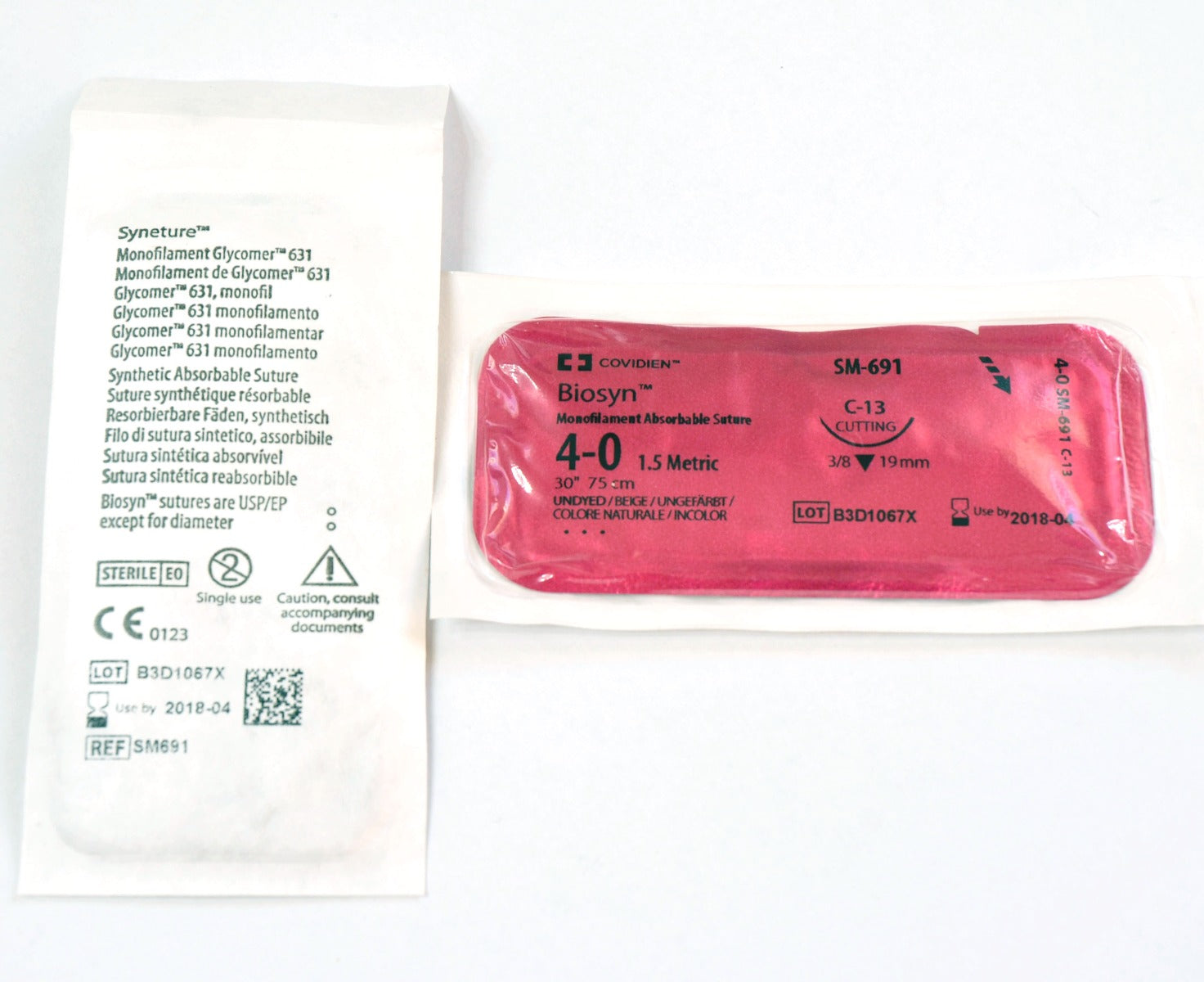 Covidien SM-691 Biosyn Monofilament Suture 4-0 Absorbable 30" C-13 EXP x2Pcs