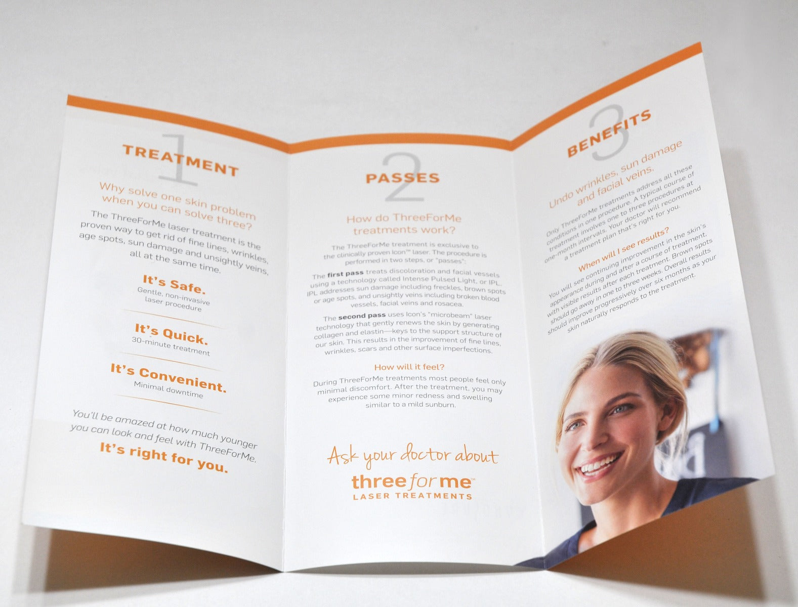 Cynosure Laser THREE For ME BROCHURE Icon Office Patient Marketing Wrinkle Vein