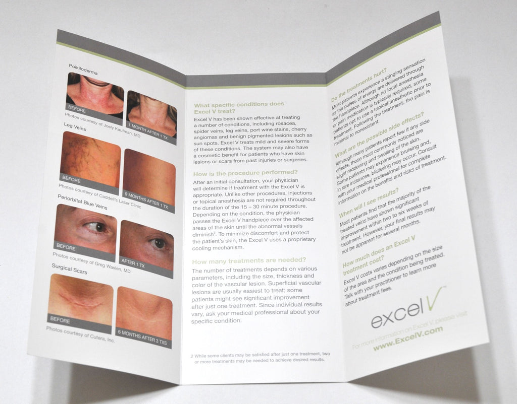 Cutera Excel V Laser BROCHURE Facial Leg Veins Office Marketing Patient ExcelV