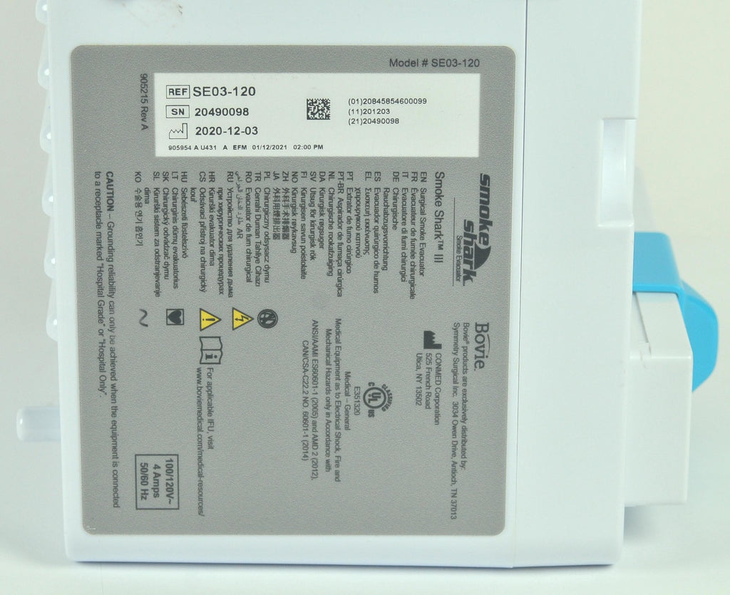 Bovie Smoke Shark III 3 Surgical Smoke Evacuator w/Pencil Adapter SE03-120 2020