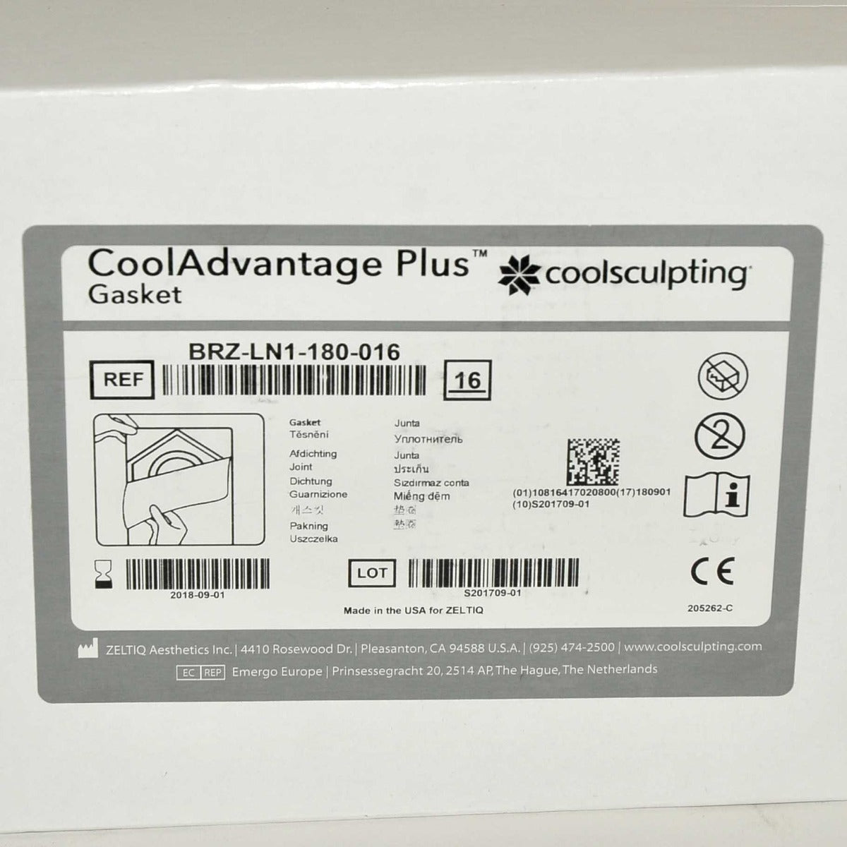 ZELTIQ CoolSculpting CoolAdvantage PLUS Gasket BRZ-LN1-180-016 x16Pcs Exp 09/18