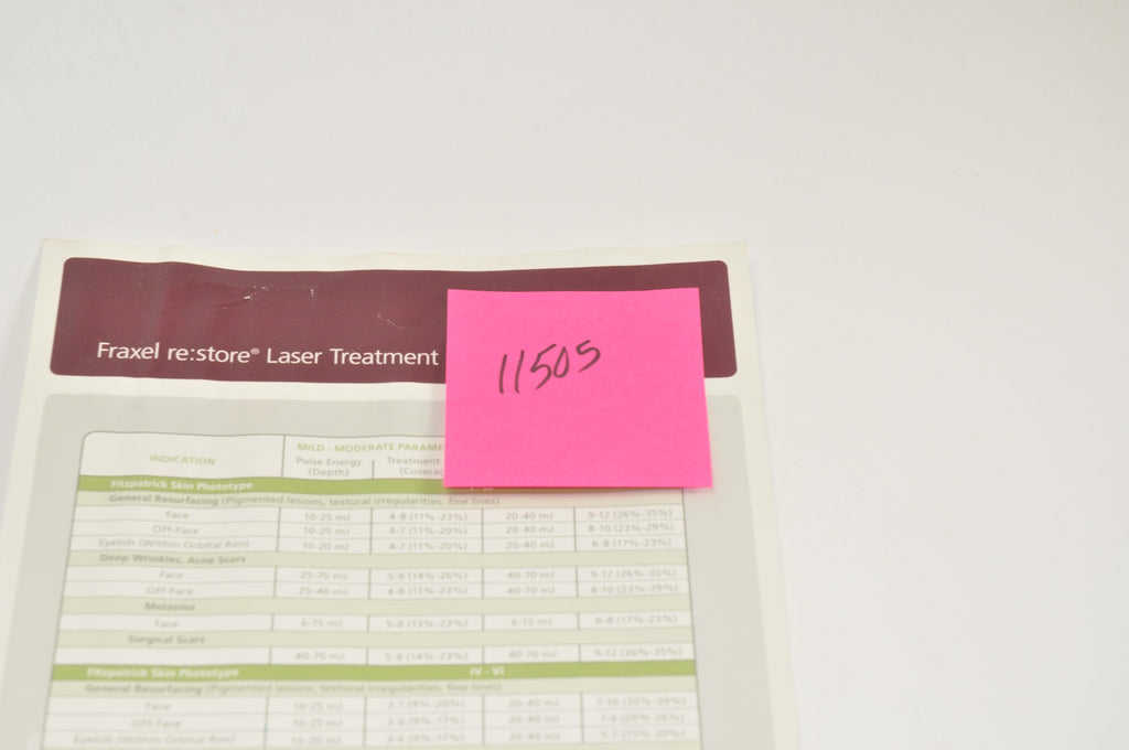 Reliant Fraxel Re:Store Laser 1550 nm Treatment Settings User Operator Guide