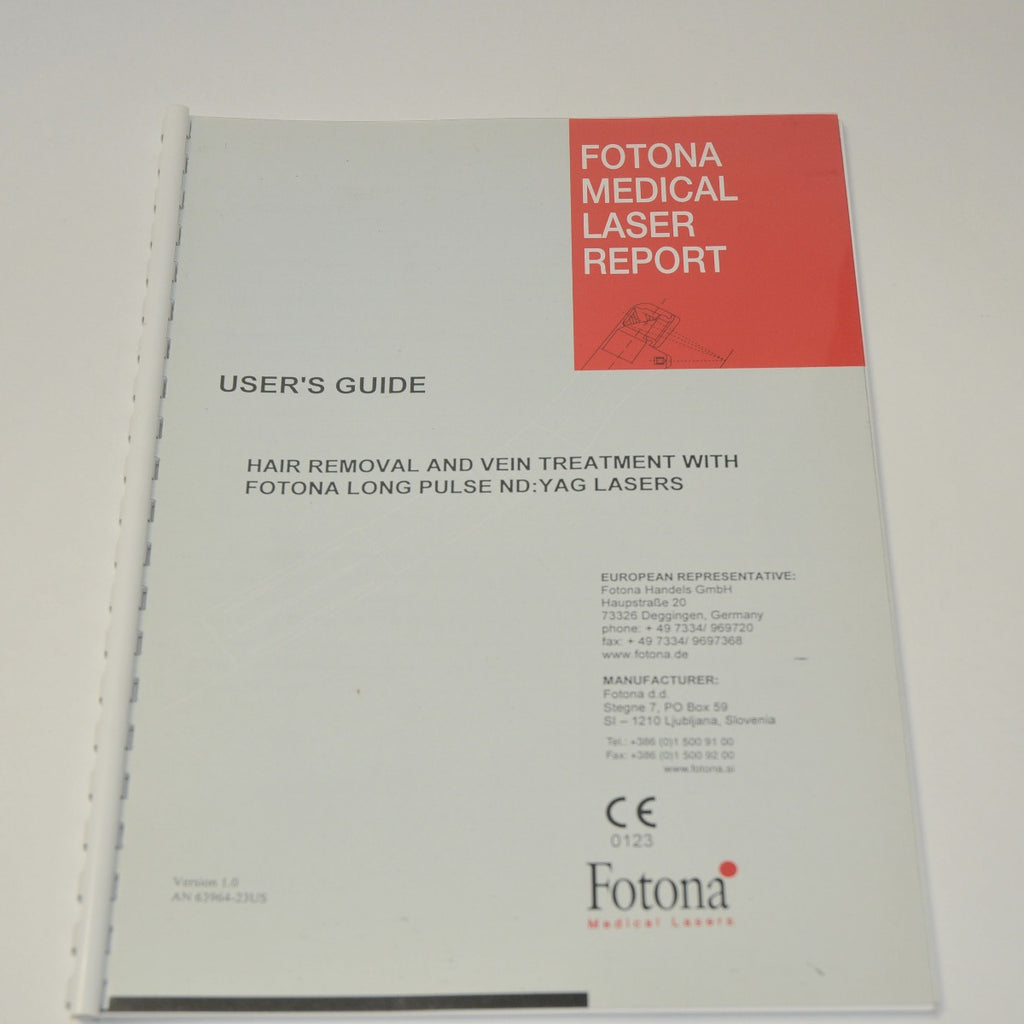 Fotona Medical Laser User Guide Hair Removal Vein Treatment Nd YAG Operator