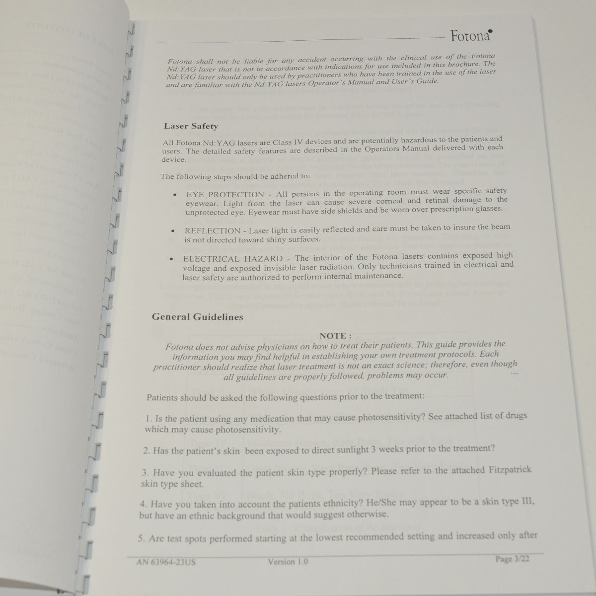 Fotona Medical Laser User Guide Hair Removal Vein Treatment Nd YAG Operator