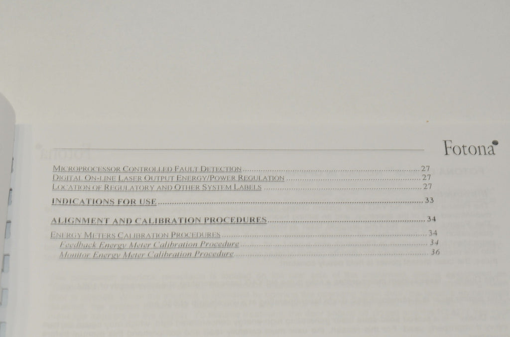 Fotona Dualis Nd YAG Medical Laser Products Operator Manual User Guide M001-9F