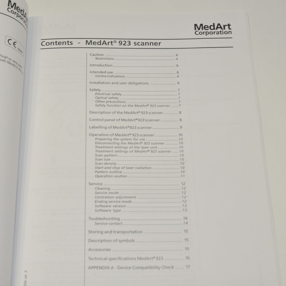MedArt Uni-Laser Systems 923 Scanner Instruction Manual User Treatment Settings