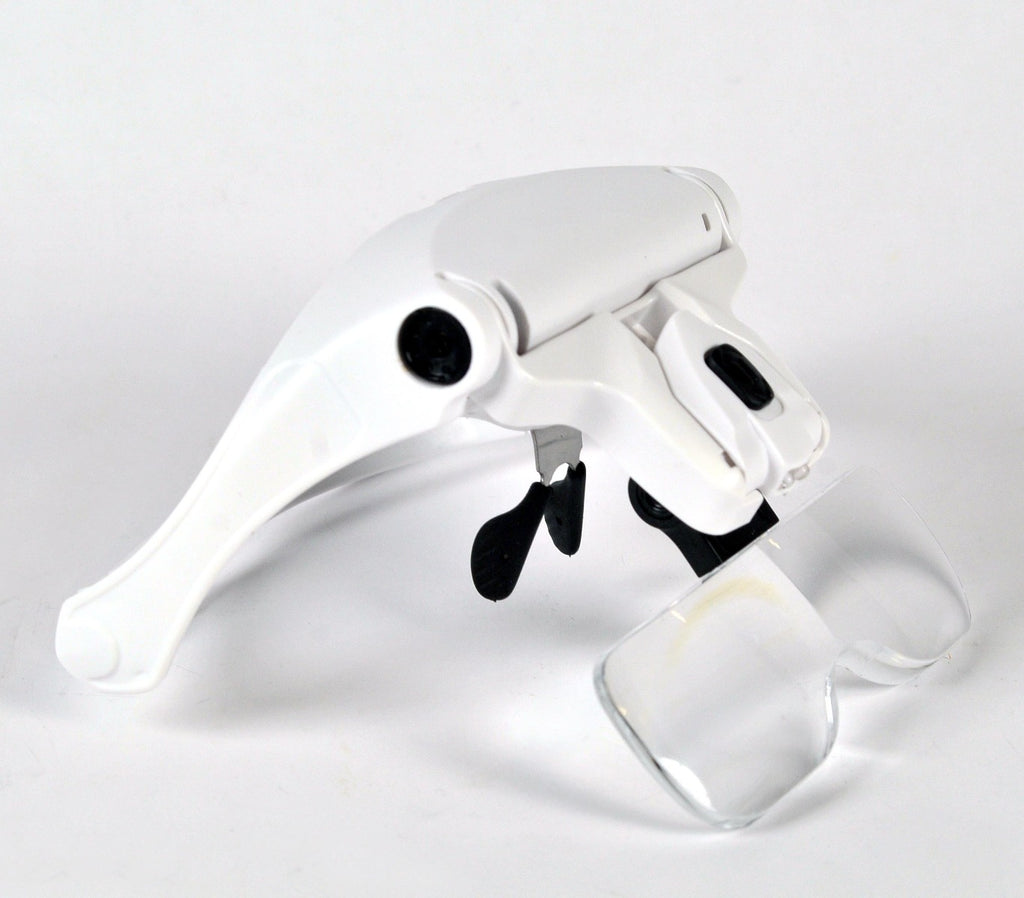 Head Mount Magnifying Glass Eyewear LED Light 5 Lens Glasses Free Magnifier