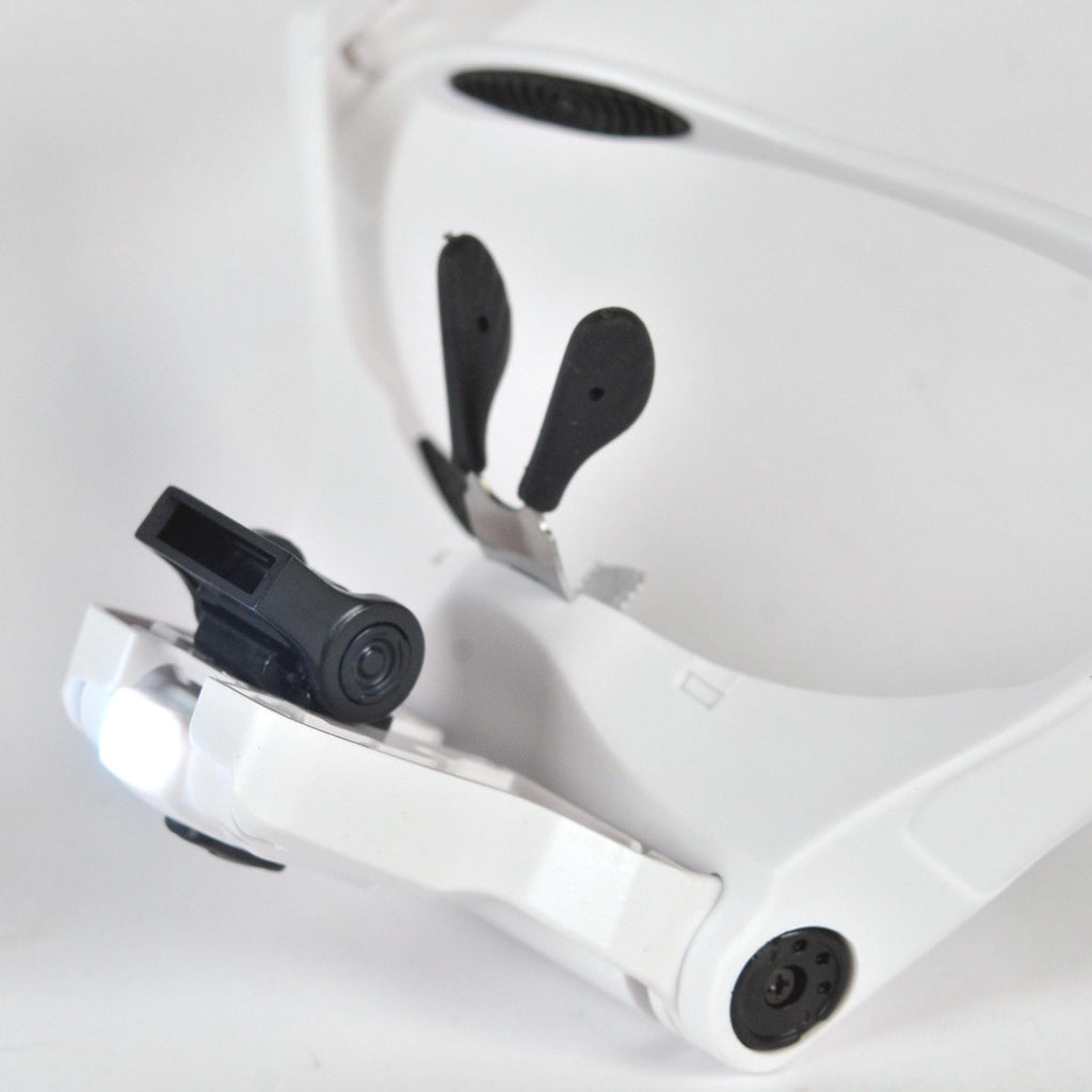 Head Mount Magnifying Glass Eyewear LED Light 5 Lens Glasses Free Magnifier