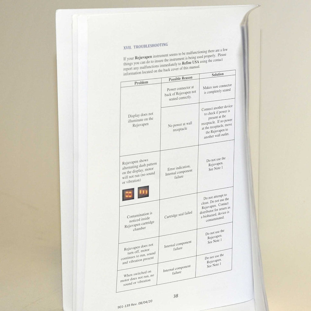 Rejuvapen Aesthetic Technology User Operator Manual Guide Microneedling NXT 102