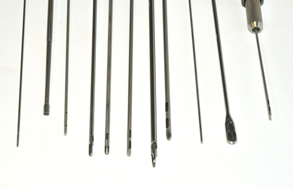 Cannulae Instrument Fat Suction Tools Cannula Handpiece Handle Tip Probes x12Pcs